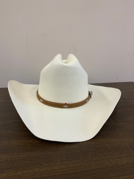 BAILEY'S , Cream, Straw, Brown Strap With Silver Buckle & Metal