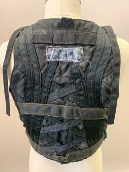 Unisex, Sci-Fi/Fantasy Vest, MTO, Black, Synthetic, Nylon, 42, 2 Adjustable Straps CF, Pieced Together Webbing CB, Post-apocalyptic,