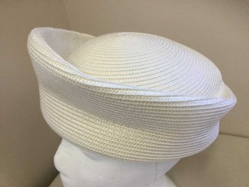 Womens, Hat , N/L, Ivory White, Synthetic, Straw, 22.25, Odd Shaped Pillbox