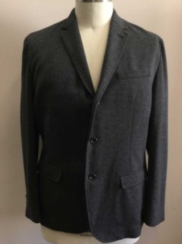 BANANA REPUBLIC, Black, Lt Gray, Wool, Birds Eye Weave, Single Breasted, Collar Attached, Notched Lapel, 3 Pockets,