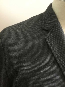BANANA REPUBLIC, Black, Lt Gray, Wool, Birds Eye Weave, Single Breasted, Collar Attached, Notched Lapel, 3 Pockets,