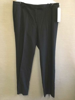 CALVIN KLEIN, Black, Polyester, Rayon, Solid, Button Tab Waist, Belt Loops