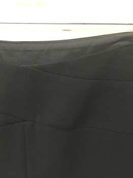 GIORGIO ARMANI, Black, Polyester, Spandex, Solid, High Waist, Wide Leg, V Shaped Waistband with Triangular Panels, Invisible Zipper at Side Waist