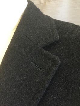 HUGO BOSS, Black, Wool, Nylon, Solid, Single Breasted, Notched Lapel, 3 Buttons, 2 Welt Pockets