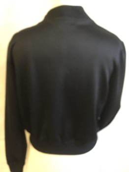 HOT KISS, Black, Polyester, Solid, Ribbed Knit Collar Attached, Long Sleeves Cuff & Hem, Gold Zip Front, 2 Slant Pockets