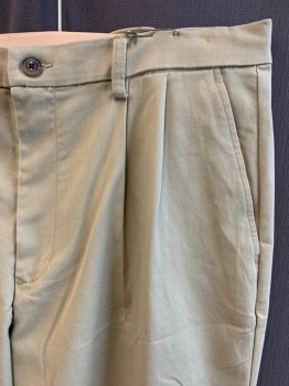 Mens, Casual Pants, ST. JOHNS, Khaki Brown, Cotton, Solid, 36/34, Pleated Front, Zip Fly, Button Closure, 4 Pockets, Belt Loops