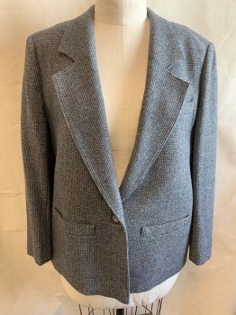 PENDLETON, Gray, Ecru, Wool, Tweed, Single Breasted, 1 Button, Big Drop and Wide Notched Lapel, 2 Pockets