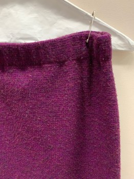 ST JOHN, Plum Purple, Metallic, Cotton, Metallic/Metal, 2 Color Weave, Pencil Skirt, Knit, Elastic Waist
