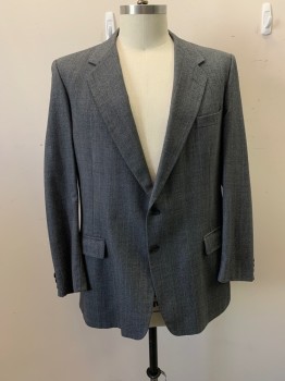 Mens, Blazer/Sport Co, GIVENCHY, Gray, Black, Lt Blue, Red, Wool, Plaid-  Windowpane, 48L, Single Breasted, 2 Buttons, Notched Lapel, 3 Pockets, 3 Button Cuffs, 1 Back Vent
