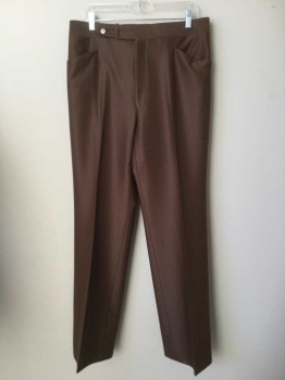 Mens, 1970s Vintage, Suit, Pants, PHOENIX, Brown, Polyester, Stripes - Shadow, 34/33, High Waist, Button Tab Closure, Zip Fly, 4 Pockets