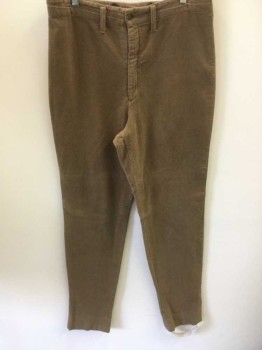 Mens, Jodhpurs/Equestrian Pants, N/L, Brown, Cotton, Solid, Ins:32, W:34, Riding Pants, Flannel, Zip Fly, Belt Loops, No Pockets, 1 Stirrup on One Leg (Other is Missing) **Hole on Bum