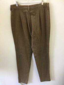 Mens, Jodhpurs/Equestrian Pants, N/L, Brown, Cotton, Solid, Ins:32, W:34, Riding Pants, Flannel, Zip Fly, Belt Loops, No Pockets, 1 Stirrup on One Leg (Other is Missing) **Hole on Bum