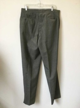 Mens, Suit, Pants, 1890s-1910s, N/L, Black, Khaki Brown, Wool, Acetate, Mottled, 32, 36, Flat Front, Button Fly, 4 Pockets,