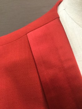 N/L, Red, Polyester, Solid, Double Breasted Vest, Satin Shawl Lapel, 2 Pockets