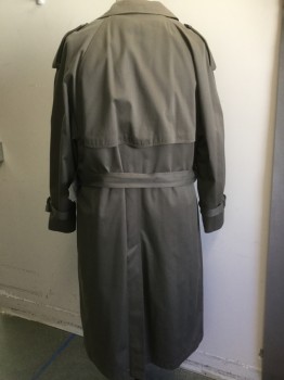 LONDON FOG, Taupe, Poly/Cotton, Solid, Collar Attached, Double Breasted, 2 Pockets, with Belt, (dark Taupe)