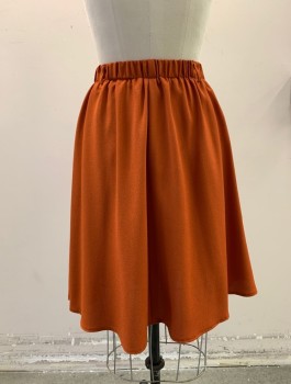 Womens, Skirt, Knee Length, Hot And Delicious, Terracotta Brown, Polyester, Solid, 24W, Pleated with Elastic Back, Textured Weave, Side Slash Pockets, 4 Belts Loops