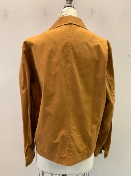 COS, Ochre Brown-Yellow, Cotton, Solid, Snap Front, Collar Attached, 4 Pockets, Long Sleeves, Snap Cuff
