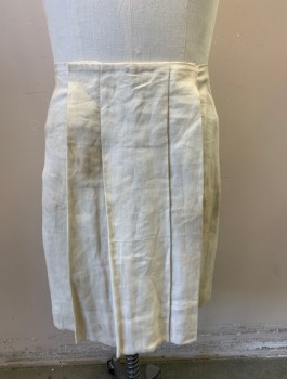 Mens, Historical Fiction Skirt, N/L MTO, Cream, Linen, Solid, W:32, Greek/Roman, Pleated, Hidden Velcro Closure at Front, Dusty/Dirty, Made To Order