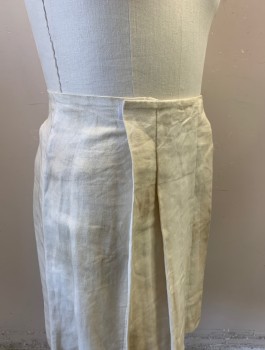 Mens, Historical Fiction Skirt, N/L MTO, Cream, Linen, Solid, W:32, Greek/Roman, Pleated, Hidden Velcro Closure at Front, Dusty/Dirty, Made To Order