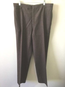 Mens, 1980s Vintage, Suit, Pants, ACADEMY AWARD CLOTHE, Brown, Cream, Wool, Stripes - Pin, Ins:30, W:34, Flat Front, Zip Fly, 5 Pockets (Including 1 Watch Pocket), Straight Leg