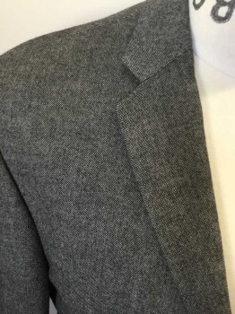 JOS A. BANKS, Medium Gray, Wool, Cotton, Birds Eye Weave, Single Breasted, Collar Attached, Notched Lapel, 2 Buttons,  3 Pockets