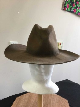 AKUBRA, Brown, Wool, Solid, Aged/Distressed,  See Photo Attached,