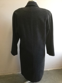 Womens, Coat 1890s-1910s, MICHELLE FRANCOIS, Charcoal Gray, Wool, 44/46, Made To Order, Single Breasted, 3 Buttons,  2 Pockets,  Oddly High Sleeve Cap,