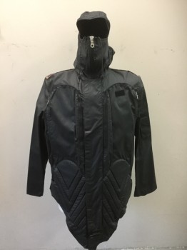 Mens, Jacket, VEXED GENERATION, Black, Orange, Green, Synthetic, XL, Zip Front with Velcro, Reflective Epaulets, Quilted Crotch and Butt, Large Zip Pockets, Waterproof