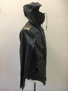 Mens, Jacket, VEXED GENERATION, Black, Orange, Green, Synthetic, XL, Zip Front with Velcro, Reflective Epaulets, Quilted Crotch and Butt, Large Zip Pockets, Waterproof