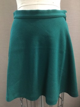 FOREVER 21, Emerald Green, Polyester, Solid, Crepe, Side Zipper, Flare