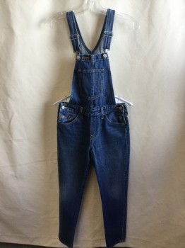 Womens, Overalls, LEVI STRAUSS, Blue, Cotton, Solid, XS, (DOUBLE)  Washed Out Blue Denim, Silver Buttons