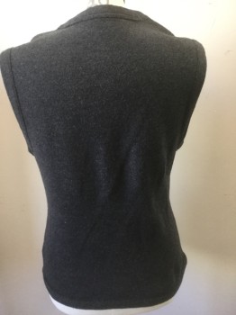NL, Charcoal Gray, Cashmere, Solid, Knit, Heathered Charcoal, V-neck, Button Front, Slit Pockets