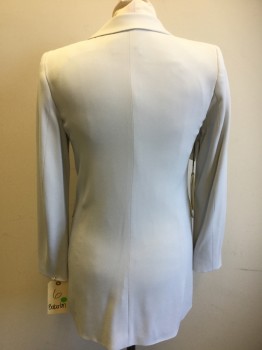 BABATON, Dove Gray, Synthetic, Polyester, Solid, Double Breasted, 4 Buttons, Peaked Lapel, Crepe, 3 Pockets,