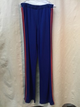 Mens, Sweatsuit Pants, NO LABEL, Dk Blue, Red, Synthetic, Solid, Stripes, 30-34, Dk Blue, Red Side Stripes