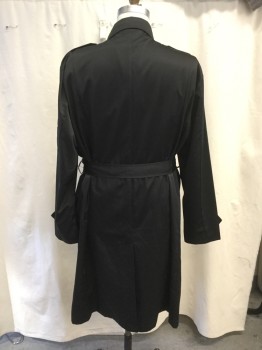 ZARA MAN, Black, Polyester, Cotton, Solid, Double-breasted closure, Spread Collar with Hook and Eye Closure, 4 Side Entry Pockets, Long Sleeves with 1 Pocket, Shoulder Epaulets, Back Vent,  Belted Cuffs, Belted Waist, Below the Knee Length