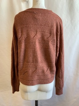Womens, Pullover, HIPPIE ROSE, Tan Brown, Polyester, Nylon, Cable Knit, XS, Crew Neck, Pullover, Long Sleeves, Rib Knit Neckline & Cuffs