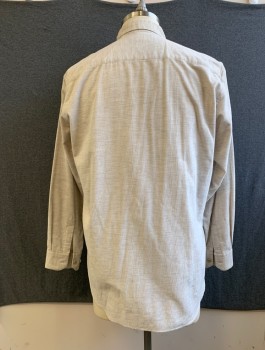ZEGNA, Lt Gray, Cotton, Solid, Corduroy, Button Front, Collar Attached, 1 Pocket, Long Sleeves, Button Cuff