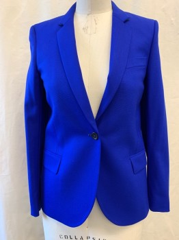 Womens, Blazer, PAUL SMITH, Royal Blue, Wool, Viscose, Solid, B: 38, M, Notched Lapel, Single Breasted, Button Front, 1 Button, 3 Pockets