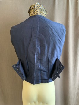 NL, Navy Blue, Gold, Synthetic, Jacquard, Turtle Neck, Double Breasted, Gold Buttons, 2 Waist Pockets, Missing Lace at Back