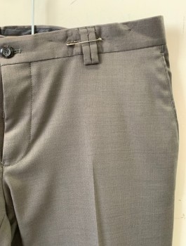 BLACK TAG, Taupe, Wool, Solid, Flat Front, Zip Fly, 4 Pockets, Belt Loops