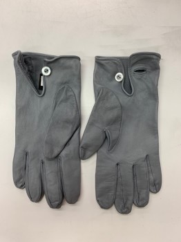 Mens, Leather Gloves, N/L, Lt Gray, Leather, Solid, Wrist Length