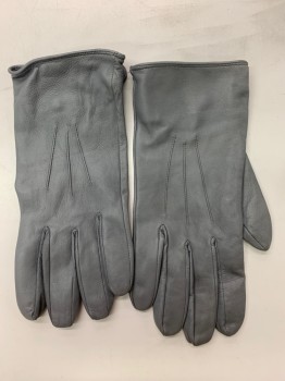Mens, Leather Gloves, N/L, Lt Gray, Leather, Solid, Wrist Length