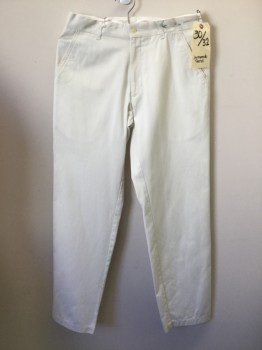 JERMANDO PENA, Off White, Cotton, Solid, Flat Front, 2 Pockets,