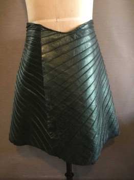 Unisex, Sci-Fi/Fantasy Skirt, Green, Metallic, Leather, Stripes, 38, Diagonal Self Stripes, Zip Back