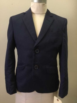 Childrens, Suit Piece 1, ENGLISH LAUNDRY, Navy Blue, Polyester, Solid, 7 Yrs, Navy, Notched Lapel, 2 Buttons,