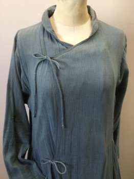Womens, Sci-Fi/Fantasy Jacket, URBAN TURBAN, Slate Blue, Cotton, Polyester, S, Long Jacket Collar Attached, Double Breasted, with Self Short Ties, Long Sleeves, Aged Gray Bottom, Side Gather Skirt & Split All the Way to Waist Back