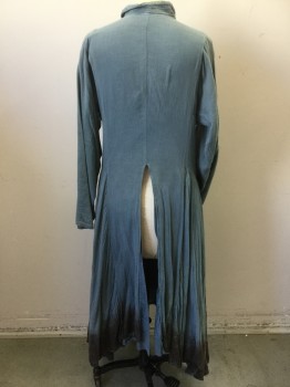 Womens, Sci-Fi/Fantasy Jacket, URBAN TURBAN, Slate Blue, Cotton, Polyester, S, Long Jacket Collar Attached, Double Breasted, with Self Short Ties, Long Sleeves, Aged Gray Bottom, Side Gather Skirt & Split All the Way to Waist Back