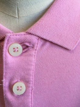 Childrens, Polo, ARIZONA JEAN CO, Lt Pink, Cotton, Polyester, Solid, XXS, 4-5, Girls Size, Pique, Short Sleeves, 2 Buttons, Collar Attached