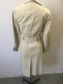 BCBG, Khaki Brown, Cotton, Spandex, Solid, Double Breasted, Notch Collar/Lapel, 2 Pockets with Flap Closures, Chunky Belt Loops, Above Knee Length, **With Matching Self Belt