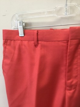 L & S, Coral Pink, Rayon, Modal, Solid, Flat Front, Slim Leg, Zip Fly, 4 Pockets